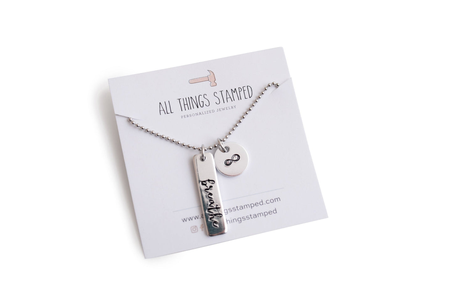 All Things Stamped Breathe Necklace with Infinity Charm